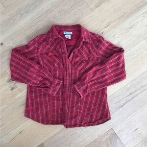 Columbia Red Plaid Flannel Shirt womens Large